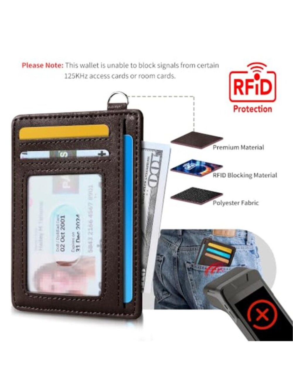 Slim Wallet, Credit Card Holder for Women, Minimalist Front Pocket RFID - Picture 5 of 7